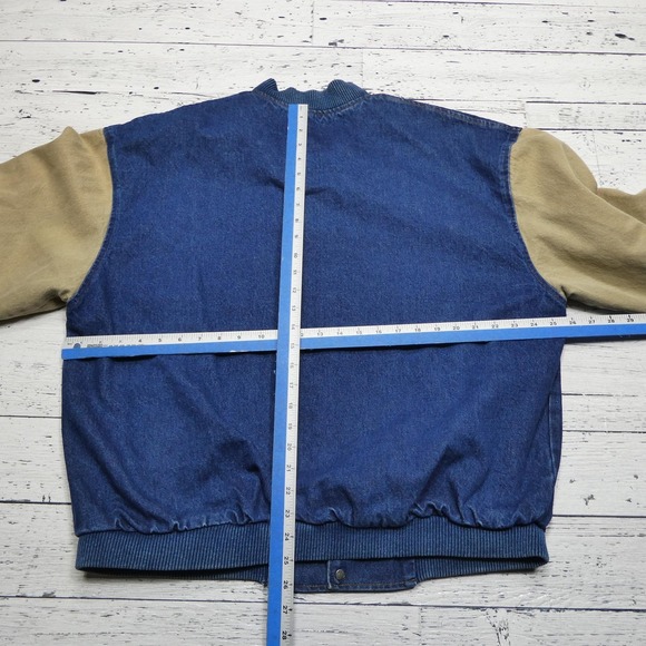 3M Eagan Minnesota Jacket Mens Large Blue Denim Bomber Snap Front Made in‎ USA - Picture 4 of 6